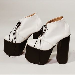 Deandri Black White Vegan Tequila Platforms Size 6